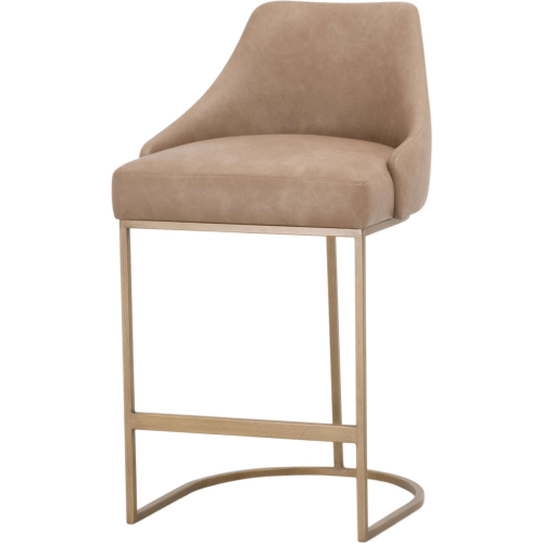 Parissa Counter Stool in Toast Brown Vegan Leather & Brushed Gold 6011CS.IVT-BGLD (Set of 2)